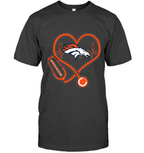 Load image into Gallery viewer, Denver Broncos nurse scope love heartbeat shirt
