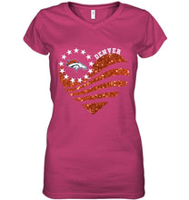 Load image into Gallery viewer, Denver Broncos glitter heart shirt
