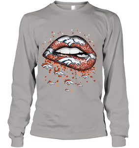 Denver Broncos heart glitter pattern lips shirt