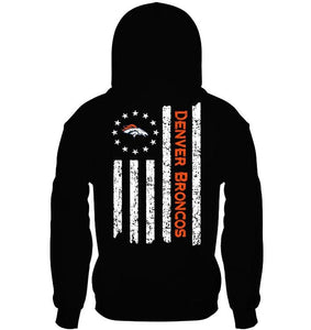 Denver Broncos star american flag on back shirt