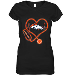 Denver Broncos nurse scope love heartbeat shirt