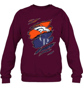 Denver Broncos and Colorado Rockies layer under ripped shirt