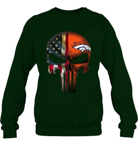 Denver Broncos skull american flag shirt