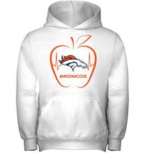 Load image into Gallery viewer, Denver Broncos heartbeat teacher apple shirt
