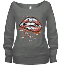 Load image into Gallery viewer, Denver Broncos heart glitter pattern lips shirt
