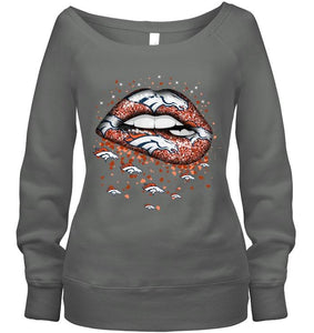 Denver Broncos heart glitter pattern lips shirt