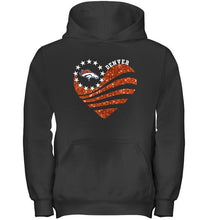 Load image into Gallery viewer, Denver Broncos glitter heart shirt
