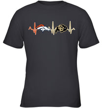 Load image into Gallery viewer, Denver Broncos Colorado Buffaloes heartbeat shirt
