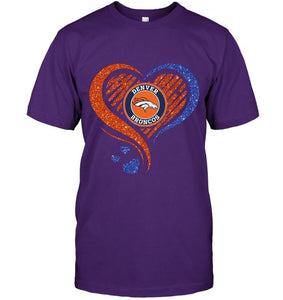 Denver Broncos heart glittering shirt