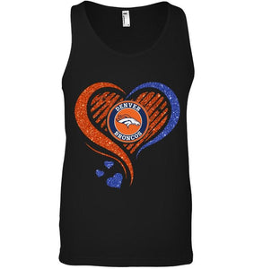 Denver Broncos heart glittering shirt