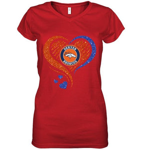 Denver Broncos heart glittering shirt