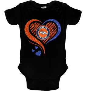 Denver Broncos heart glittering shirt