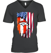 Load image into Gallery viewer, Denver Broncos flag ripped american flag shirt
