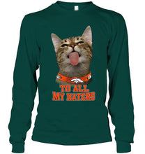 Load image into Gallery viewer, Denver Broncos cat to all my haters shirt
