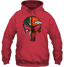 Load image into Gallery viewer, Denver Broncos skull american flag shirt
