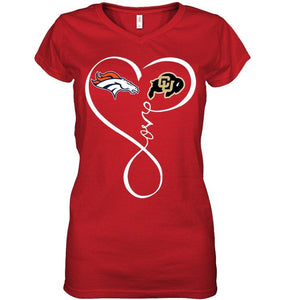 Denver Broncos Colorado Buffaloes love heart shirt