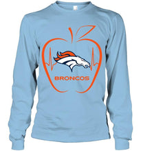 Load image into Gallery viewer, Denver Broncos heartbeat teacher apple shirt
