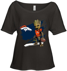Denver Broncos angry baby groot ripped shirt