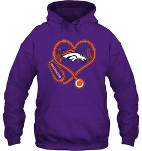 Denver Broncos nurse scope love heartbeat shirt