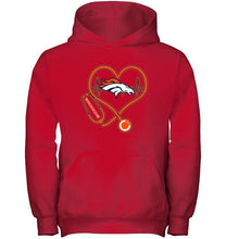 Load image into Gallery viewer, Denver Broncos nurse scope love heartbeat shirt
