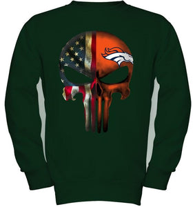 Denver Broncos skull american flag shirt