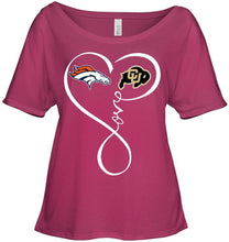 Load image into Gallery viewer, Denver Broncos Colorado Buffaloes love heart shirt
