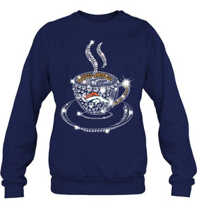 Denver Broncos coffee cup diamond glitter shirt