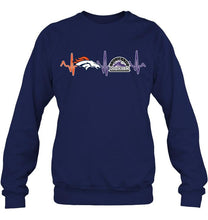 Load image into Gallery viewer, Denver Broncos Colorado Rockies heartbeat shirt
