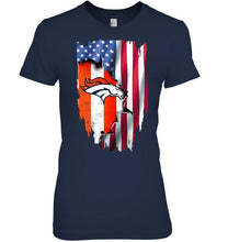 Load image into Gallery viewer, Denver Broncos flag ripped american flag shirt
