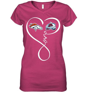 Denver Broncos Colorado Avalanche love heart shirt