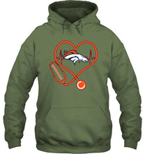 Load image into Gallery viewer, Denver Broncos nurse scope love heartbeat shirt

