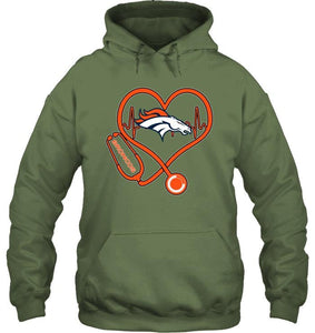Denver Broncos nurse scope love heartbeat shirt