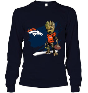 Denver Broncos angry baby groot ripped shirt