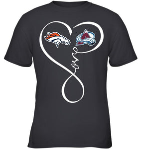 Denver Broncos Colorado Avalanche love heart shirt