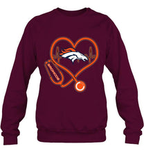 Load image into Gallery viewer, Denver Broncos nurse scope love heartbeat shirt
