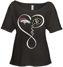 Load image into Gallery viewer, Denver Broncos Colorado Buffaloes love heart shirt
