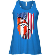 Load image into Gallery viewer, Denver Broncos flag ripped american flag shirt
