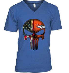 Denver Broncos skull american flag shirt