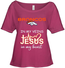 Load image into Gallery viewer, Denver Broncos in my veins jesus in my heart shirt
