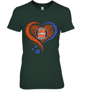 Denver Broncos heart glittering shirt