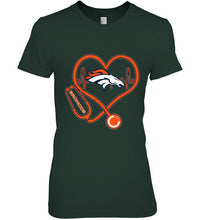 Load image into Gallery viewer, Denver Broncos nurse scope love heartbeat shirt
