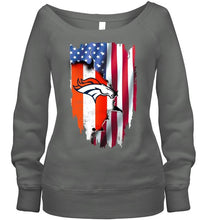 Load image into Gallery viewer, Denver Broncos flag ripped american flag shirt
