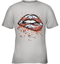 Load image into Gallery viewer, Denver Broncos heart glitter pattern lips shirt
