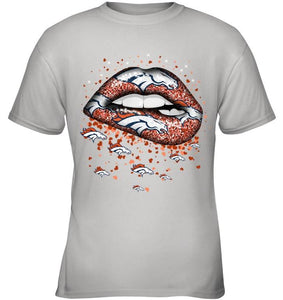 Denver Broncos heart glitter pattern lips shirt