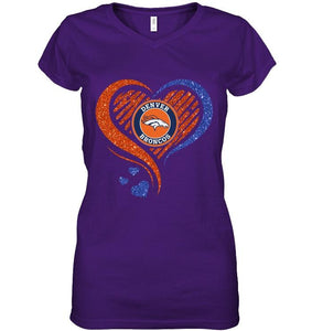 Denver Broncos heart glittering shirt