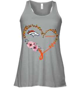 Denver Broncos butterfly heart shirt