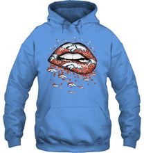 Load image into Gallery viewer, Denver Broncos heart glitter pattern lips shirt
