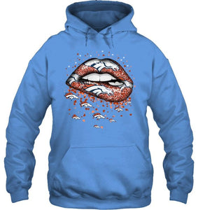 Denver Broncos heart glitter pattern lips shirt