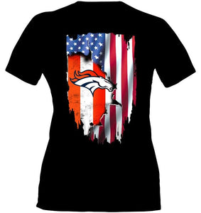 Denver Broncos flag ripped american flag shirt