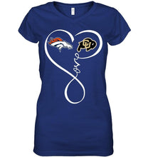 Load image into Gallery viewer, Denver Broncos Colorado Buffaloes love heart shirt
